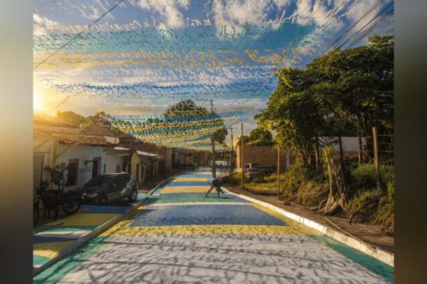 Comunidade no Pará pinta 350m de ruas em homenagem à Seleção