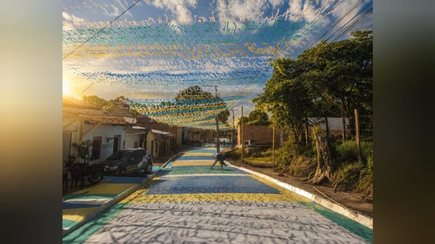Comunidade no Pará pinta 350m de ruas em homenagem à Seleção