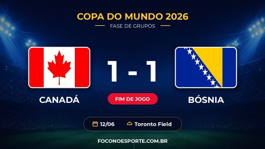 Canadá 1 x 1 Bósnia: resultado pela Copa do Mundo 2026