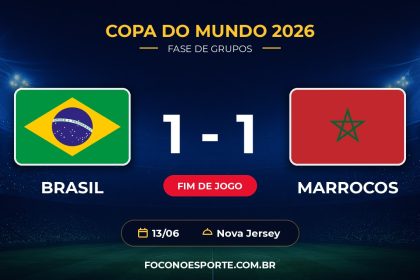 Brasil empata com Marrocos em 1 a 1 pela Copa do Mundo 2026