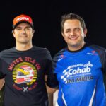 O piloto Nelsinho Piquet e o empresário Renan Tavares, sócio do Piquet Kart, durante o Desafio Cohab Premium da Mídia